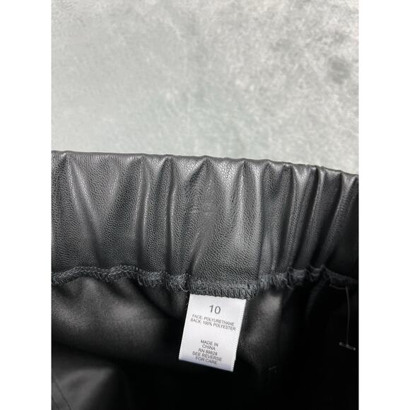 LOGO Lori Goldstein Faux Leather Joggers 10 Black Stretchy Pleather Minimalist - Picture 8 of 16